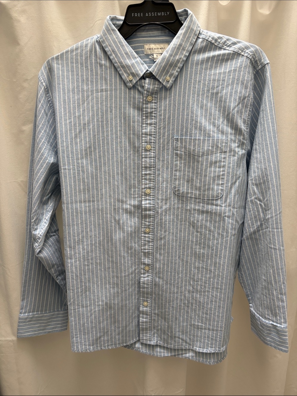 Men's Light Blue Stripe Button-Down Oxford Shirt sz XL